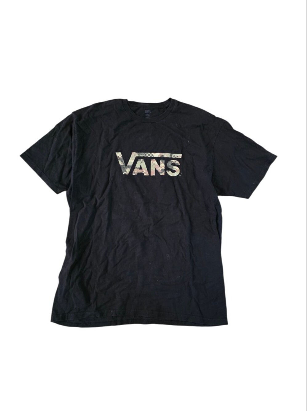 Men's XL Vans Black Short Sleeve Tee with Camouflage Logo